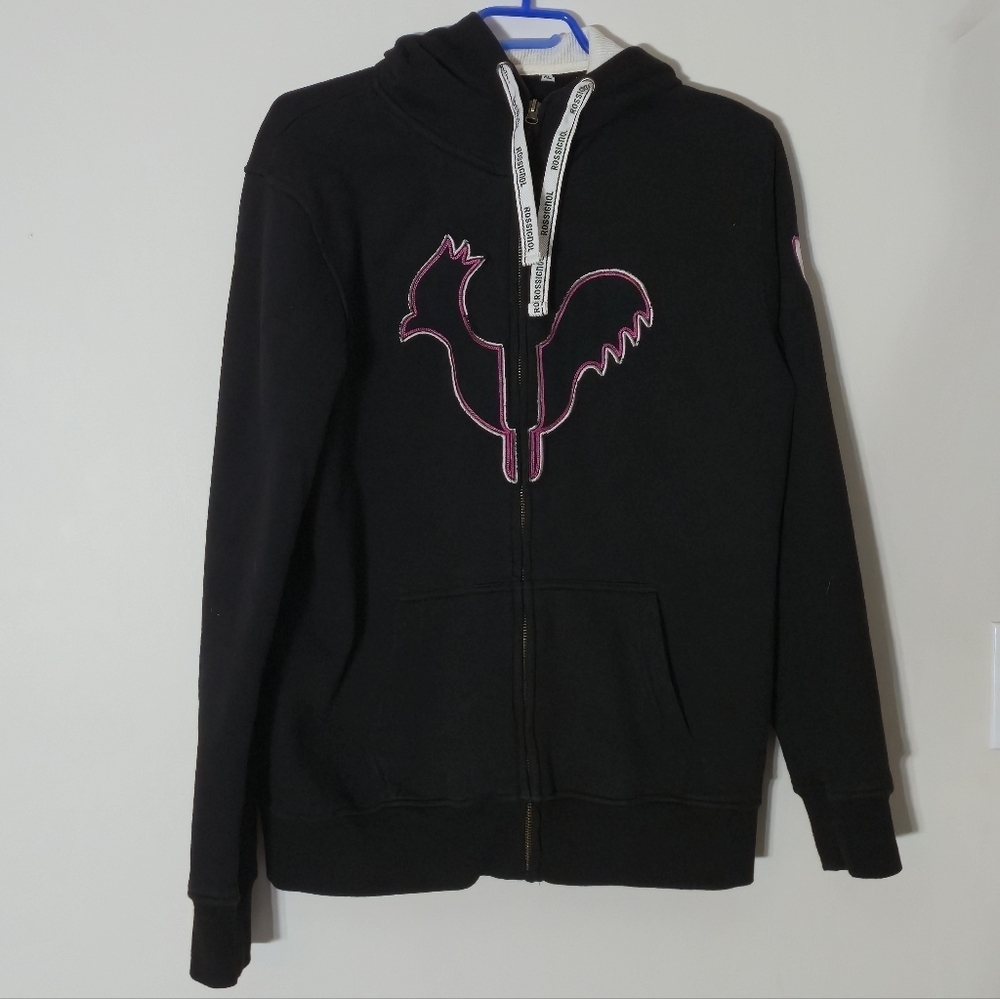 Rossignol Size XL Black 1907 Rooster Full Zip Waffle Knit Hoodie